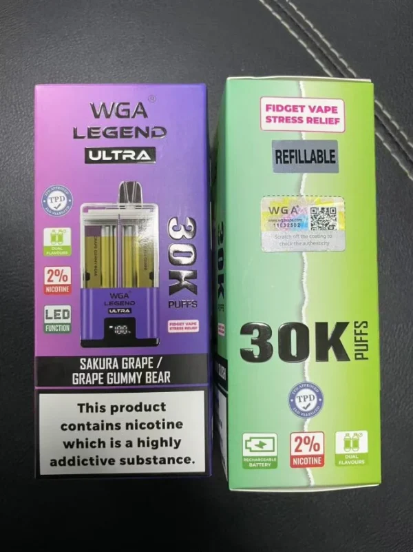 WGA Legend Ultra 30000 Refillable Vape TPD Compliant WGA 30k Puff - Image 3
