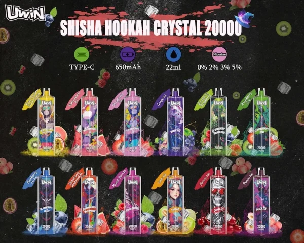 Uwin SHISHA HOOKAH Crystal 20000 Puffs Rechargeable Vape Cheap Price - Image 5