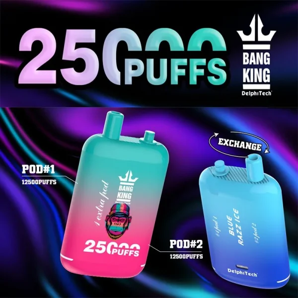 Original Bang king 25000 puff vapes disposable puff E-Zigaretten 46ml dual pod 0.8 Ohm Mesh Coil 0 % 2 % 3 % 5 % 650 mAh Bettery Puffs 25k